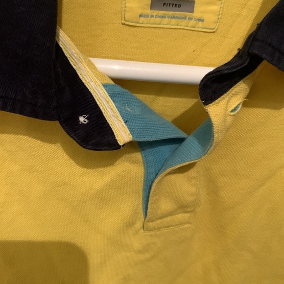 Stylish Pique Cotton Express Polo Yellow with 2 tone blue trim SZ Medium - Picture 3 of 7